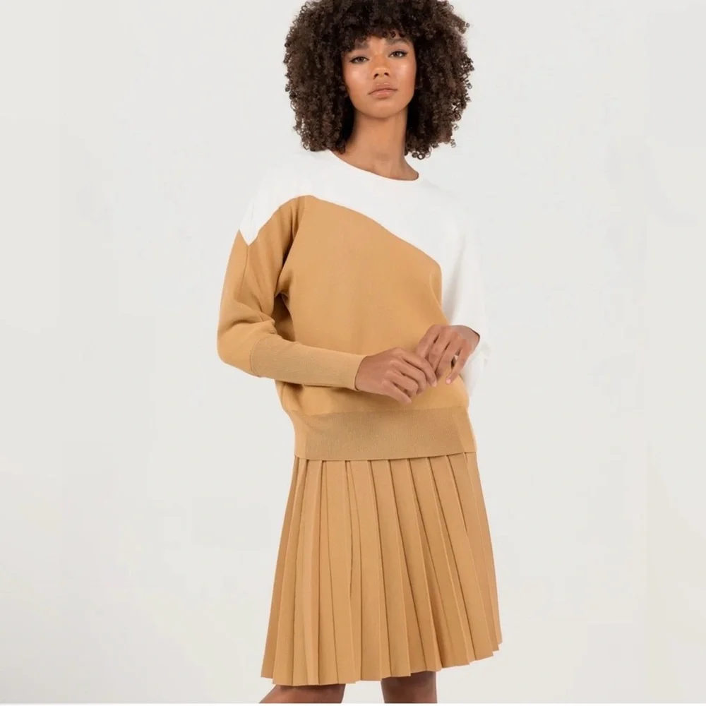 Aleeza Paris Pleated Wonder Skirt In Nugget Carmel Color XL 25 Long Stretch New - Picture 3 of 7